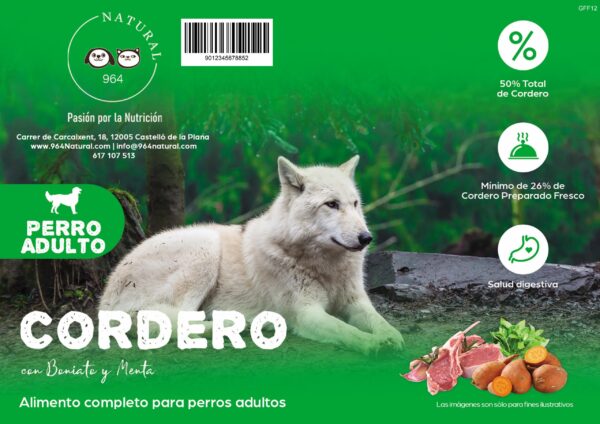 Perro Adulto-Cordero con Boniato y Menta